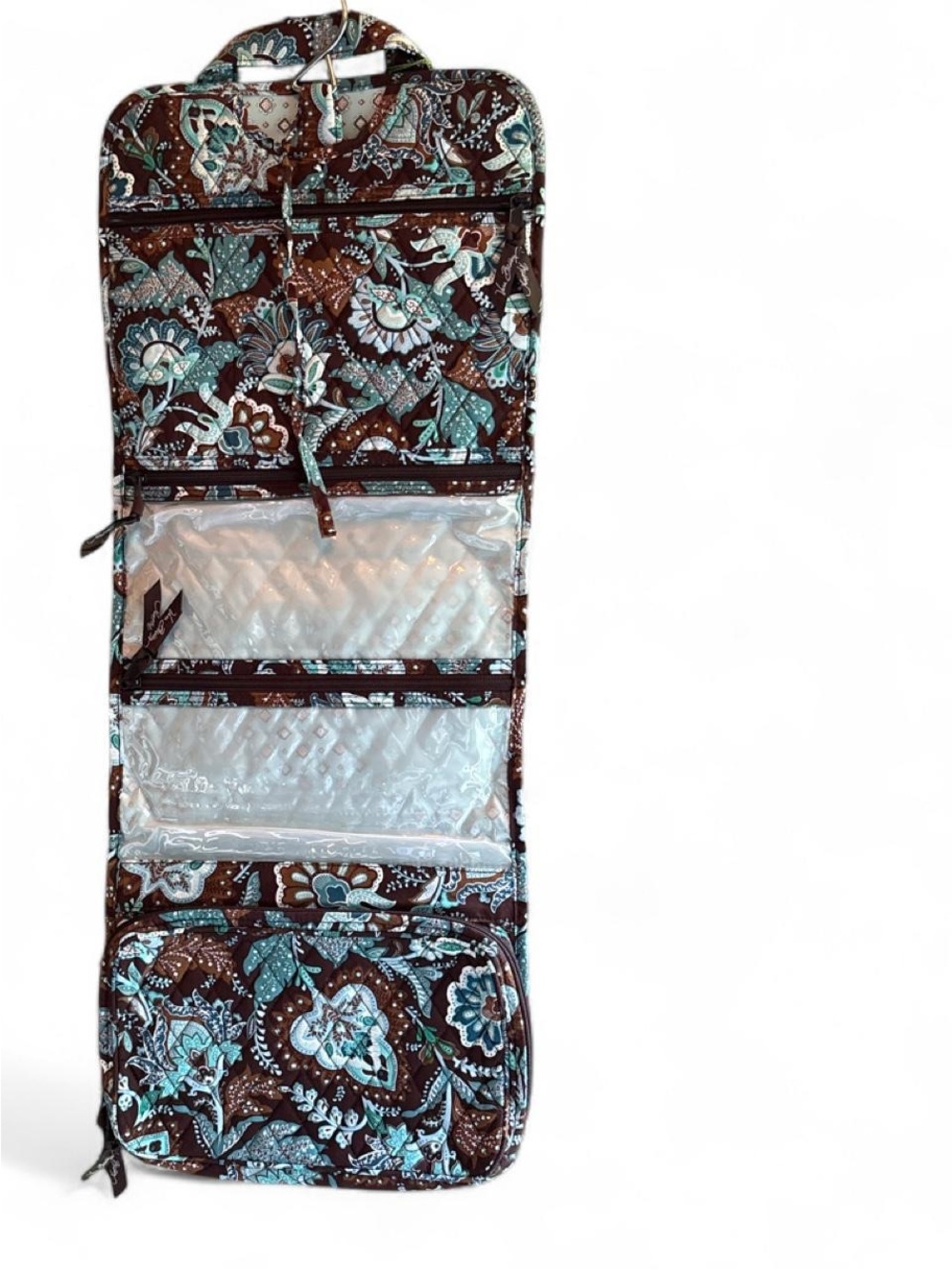 Vera Bradley Brown & Teal Quilted Hanging Travel Organizer